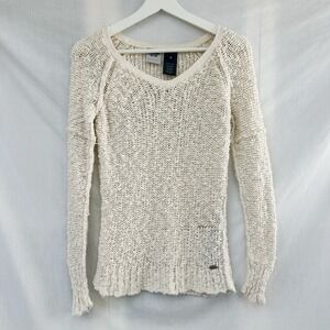 Harley-Davidson Women's medium Long Sleeve Open Knit Sweater Cream‎ Color Logo